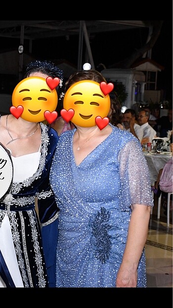 Abiye Uçuk mavi taşlı gece elbisesi