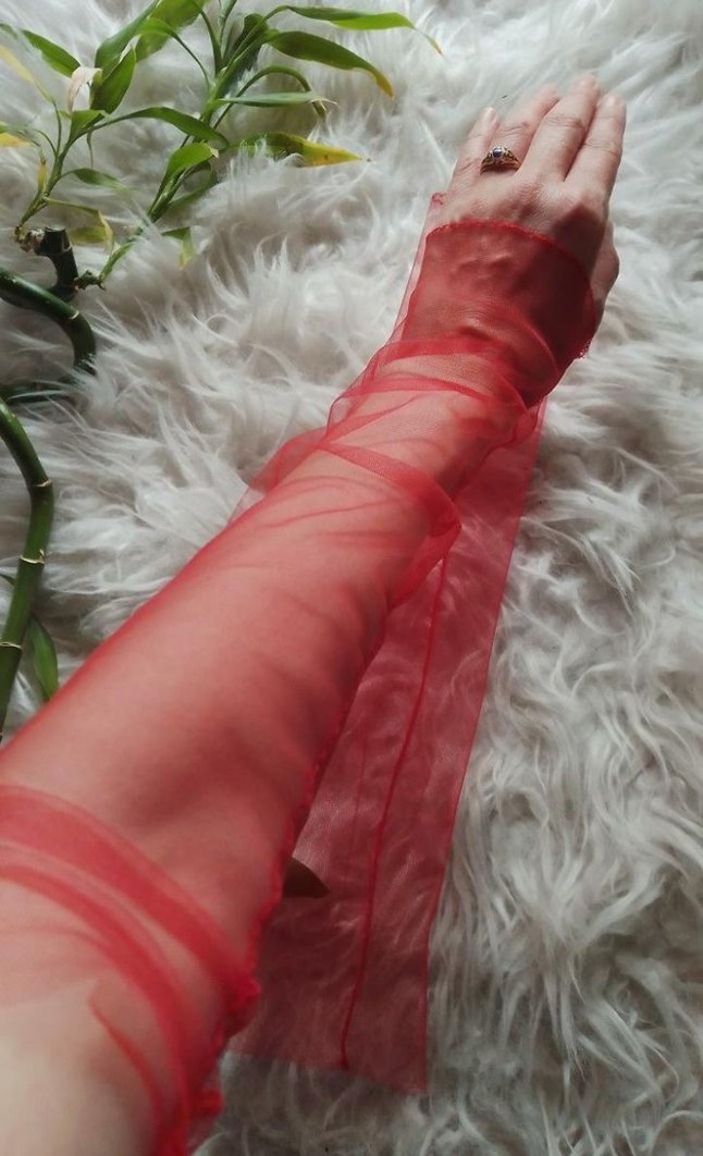 Kırmızı Elastik Kadın Eldiveni - Görsel 2