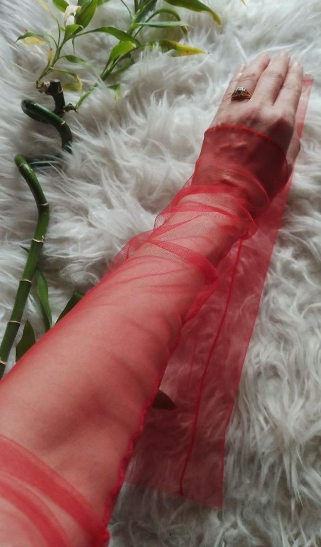 Kırmızı Elastik Kadın Eldiveni - Görsel 4