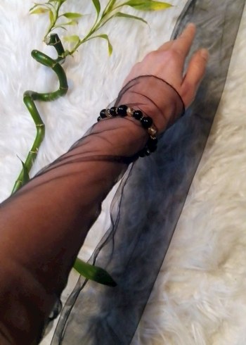 Siyah Gotik Elastik Kadın Eldiveni - Görsel 3