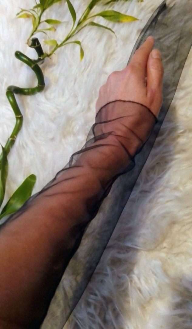 Siyah Gotik Elastik Kadın Eldiveni - Görsel 2