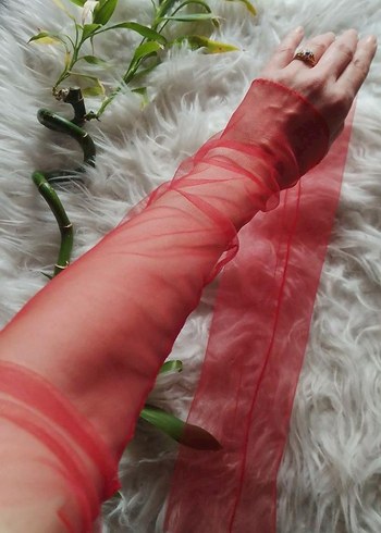 Kırmızı Kadın Uzun Esnek Eldiven - Görsel 3