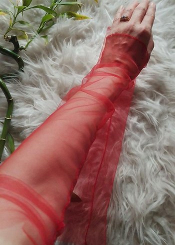 Kırmızı Elastik Kadın Eldiven - Görsel 2