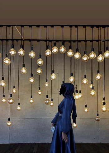 Mavi Tesettür Abiye Elbise - Görsel 3