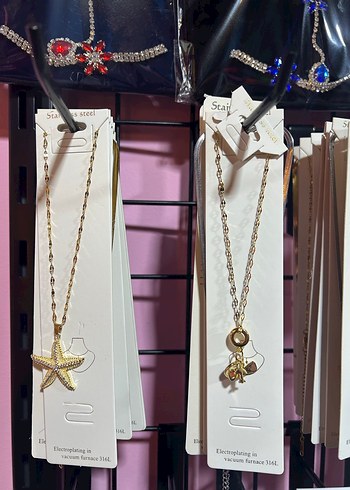 Uzun Altın Renkli Boncuklu Yıldız Kolye - Görsel 7