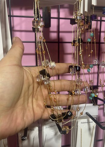 Uzun Altın Renkli Boncuklu Yıldız Kolye - Görsel 2