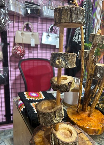 Doğal Ahşap Bohem Dekoratif Stand - Görsel 2