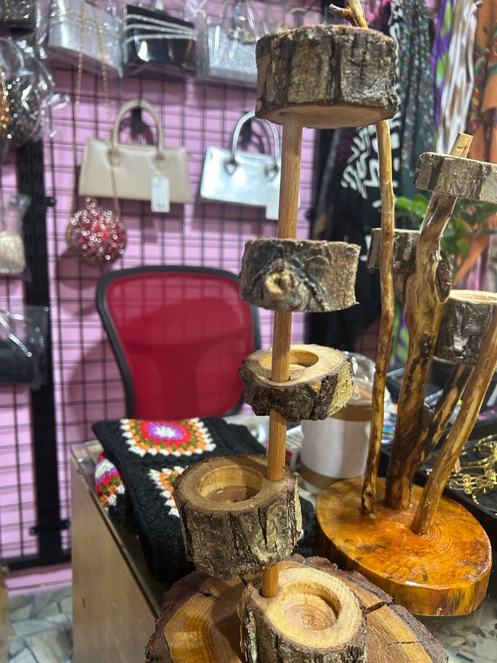 Doğal Ahşap Bohem Dekoratif Stand - Görsel 2