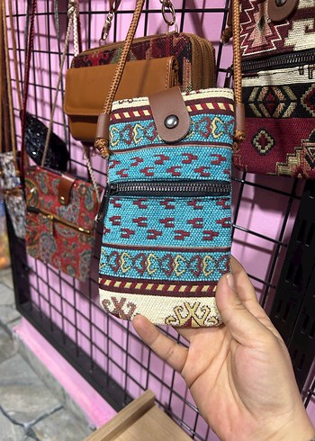 Renkli Bohem Desenli Fermuarlı Kadın Çanta - Görsel 5