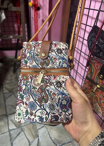 Renkli Bohem Desenli Fermuarlı Kadın Çanta - Görsel 4