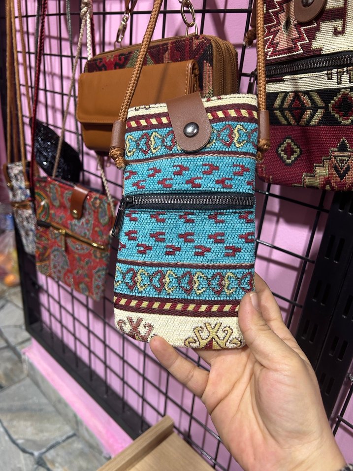 Renkli Bohem Desenli Fermuarlı Kadın Çanta - Görsel 5