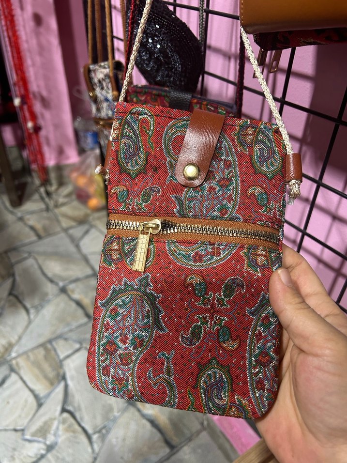 Renkli Bohem Desenli Fermuarlı Kadın Çanta - Görsel 3