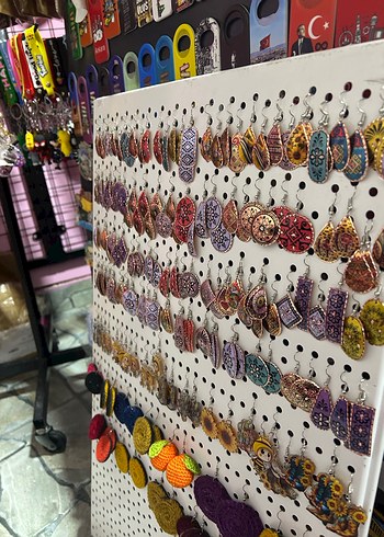 Renkli Desenli Bakır küpe - Görsel 4