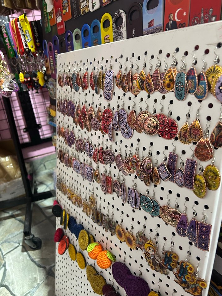 Renkli Desenli Bakır küpe - Görsel 4