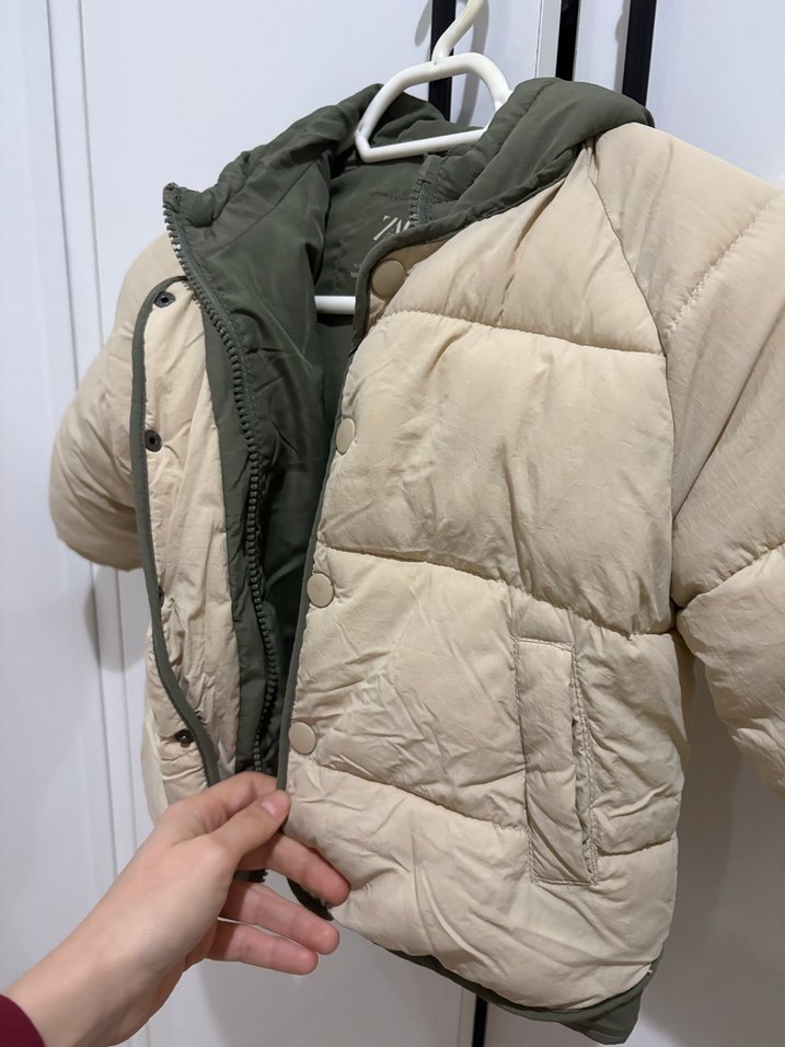 Bej Çift Taraflı Bebek Mont - Görsel 4