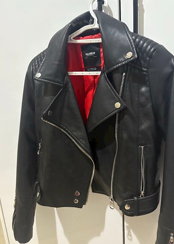 Kadın Siyah Deri Biker Ceket - Görsel 2