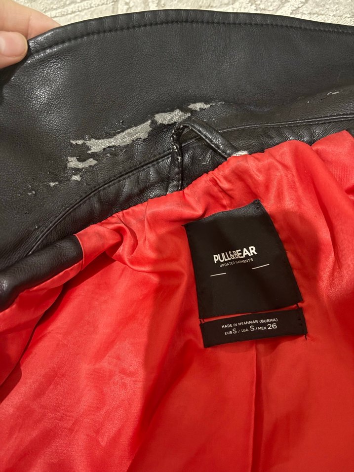 Kadın Siyah Deri Biker Ceket - Görsel 3