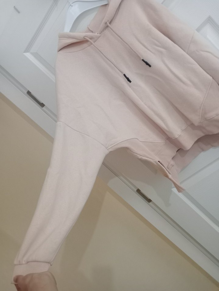 Bej Kapüşonlu Salaş Sweatshirt - Görsel 4