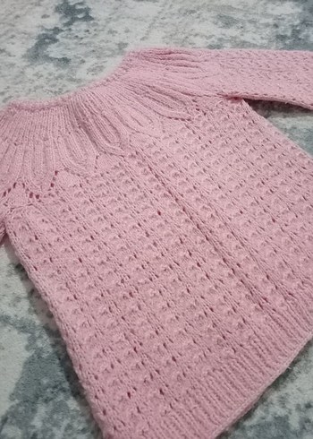 Pembe Örgü Kız Hırka ve Pantolon Takımı - Görsel 4