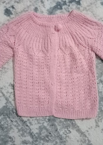 Pembe Örgü Kız Hırka ve Pantolon Takımı - Görsel 2