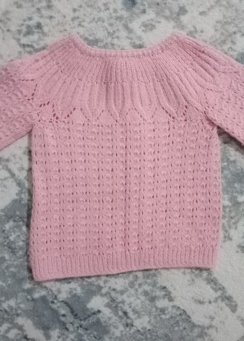 Pembe Örgü Kız Hırka ve Pantolon Takımı - Görsel 3