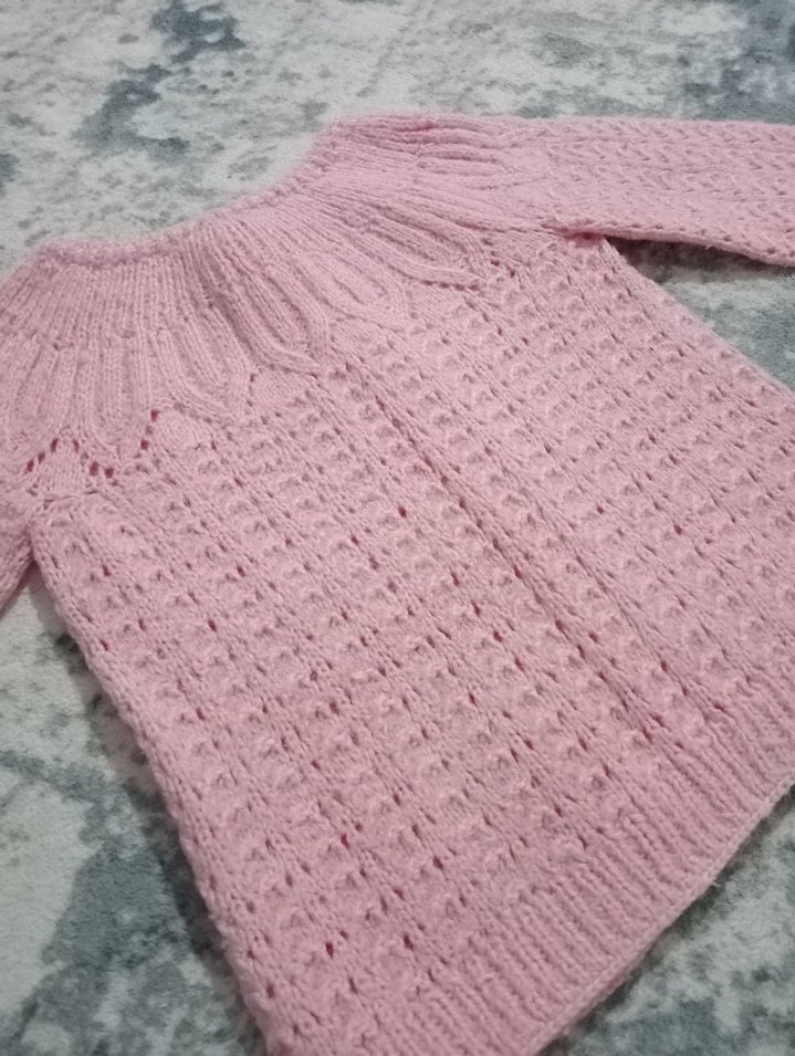 Pembe Örgü Kız Hırka ve Pantolon Takımı - Görsel 4