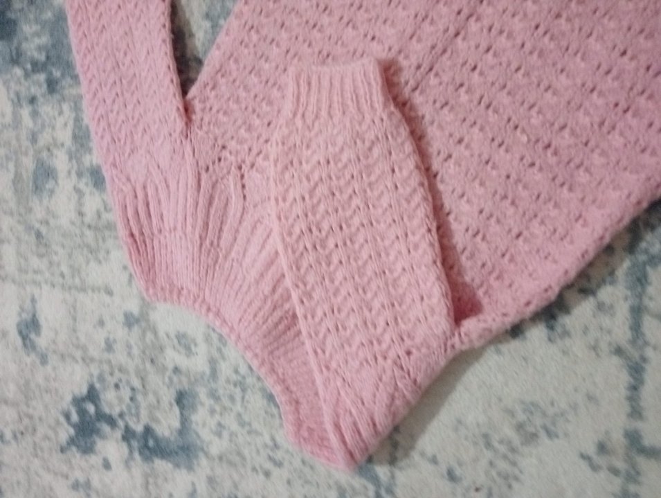 Pembe Örgü Kız Hırka ve Pantolon Takımı - Görsel 5