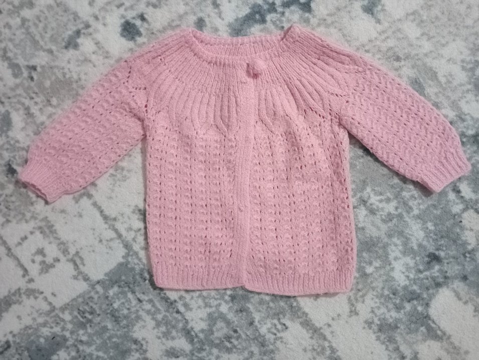 Pembe Örgü Kız Hırka ve Pantolon Takımı - Görsel 2