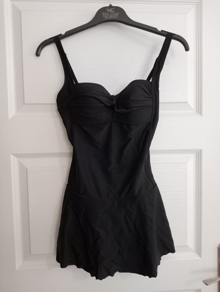 Siyah Drapeli Mini Gotik Kadın Mayo - Görsel 3