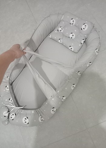 Gri Panda Desenli Bebek Uyku Minderi - Görsel 9