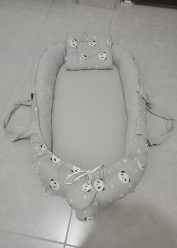 Gri Panda Desenli Bebek Uyku Minderi - Görsel 8