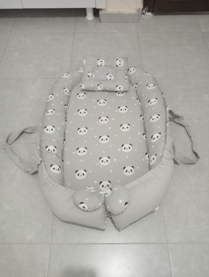 Gri Panda Desenli Bebek Uyku Minderi - Görsel 5