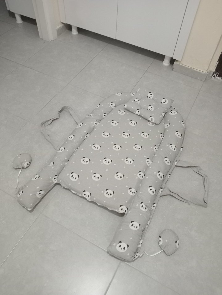 Gri Panda Desenli Bebek Uyku Minderi - Görsel 4