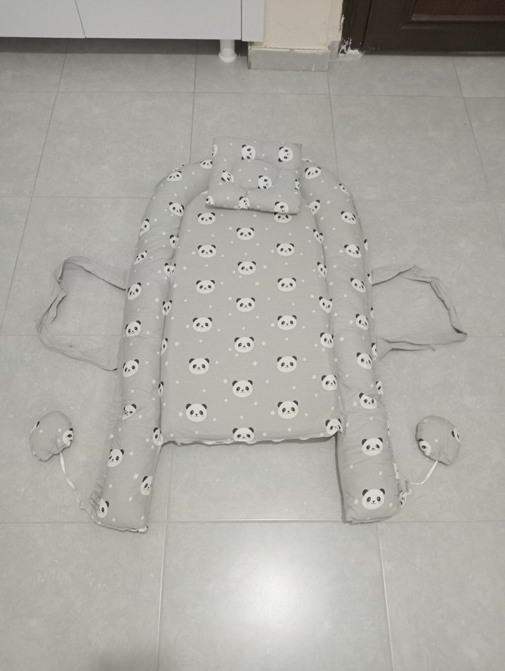 Gri Panda Desenli Bebek Uyku Minderi - Görsel 2