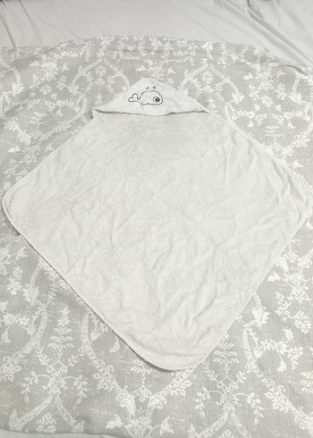 Kapüşonlu Beyaz Bebek Banyo Havlusu - Görsel 6