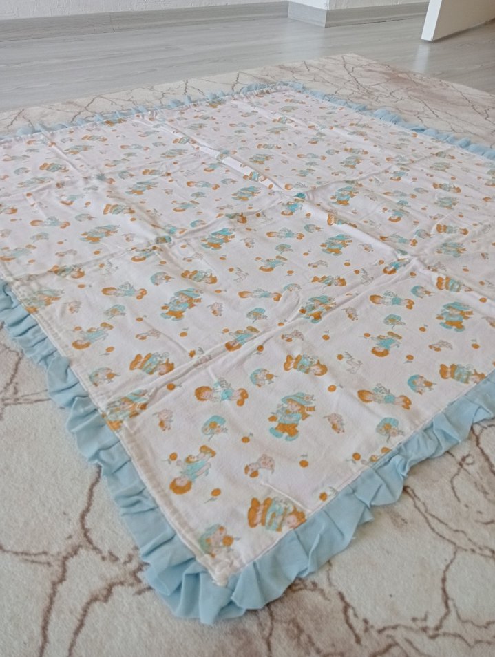 Nakışlı Çok Renkli Pastel Bebek Battaniyesi - Görsel 3