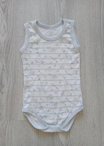 Mavi Desenli Beyaz Bebek Çıtçıtlı Body - Görsel 3