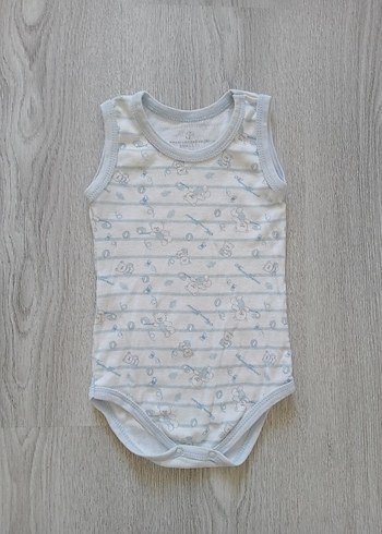 Mavi Desenli Beyaz Bebek Çıtçıtlı Body - Görsel 2