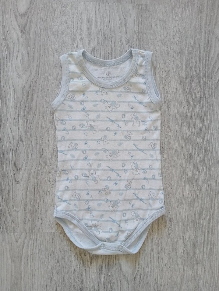 Mavi Desenli Beyaz Bebek Çıtçıtlı Body - Görsel 2