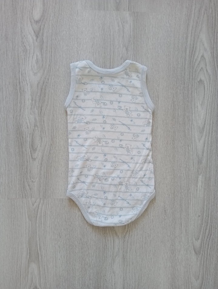 Mavi Desenli Beyaz Bebek Çıtçıtlı Body - Görsel 4