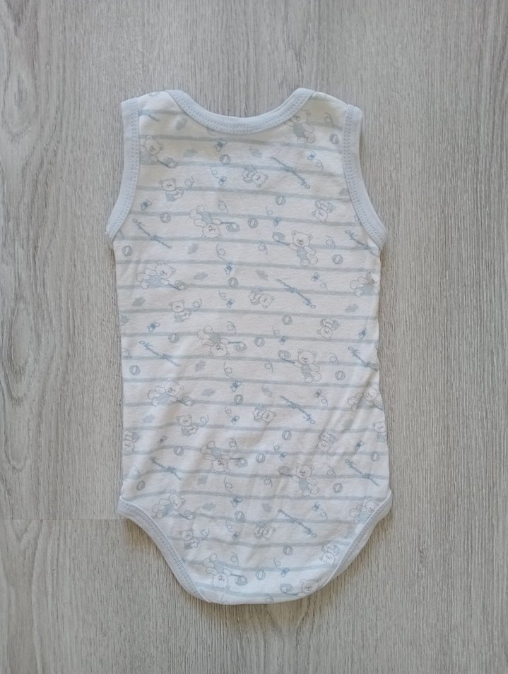 Mavi Desenli Beyaz Bebek Çıtçıtlı Body - Görsel 5