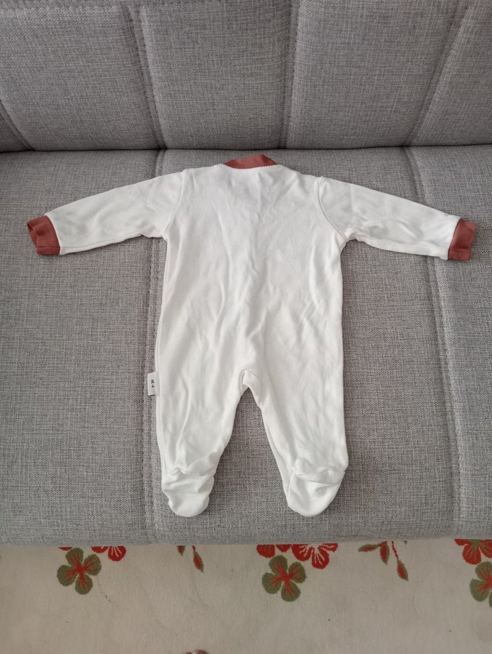 Uzun Kollu Beyaz Bebek Tulum - Görsel 5