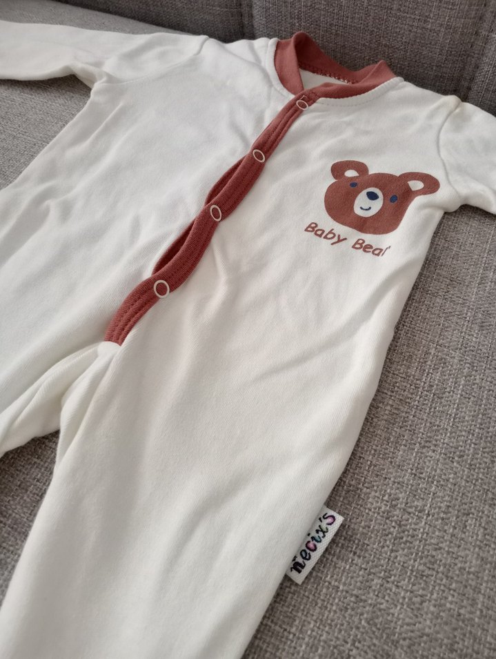 Uzun Kollu Beyaz Bebek Tulum - Görsel 4