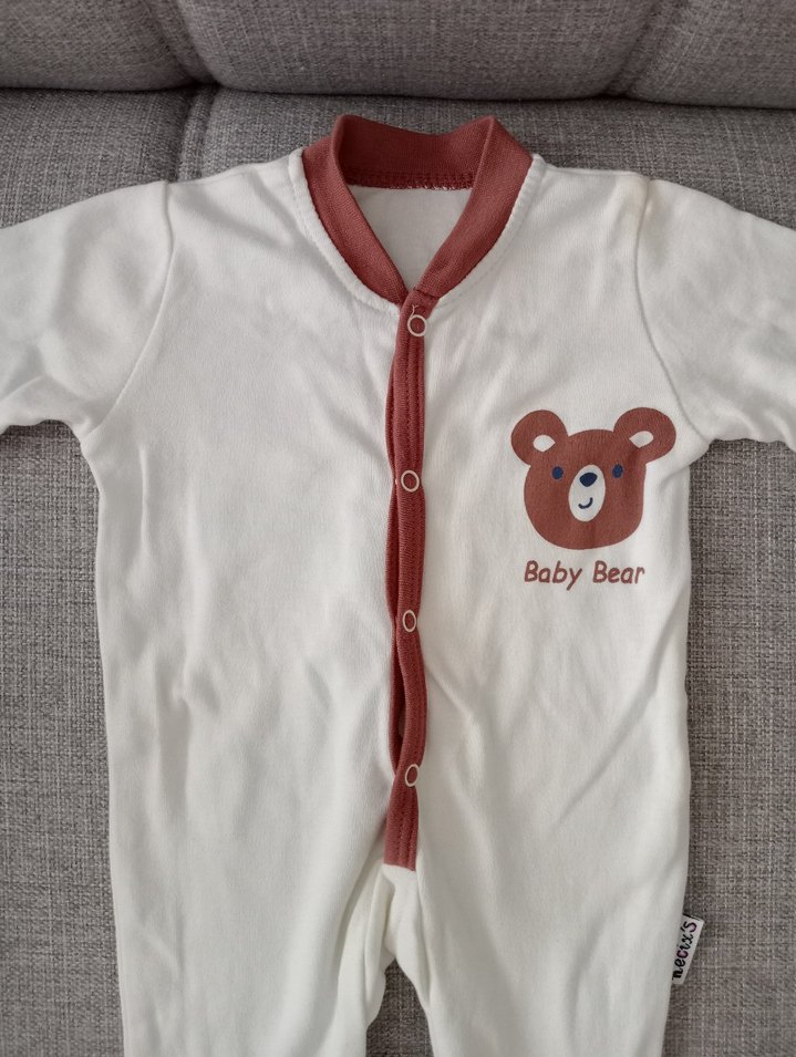 Uzun Kollu Beyaz Bebek Tulum - Görsel 3