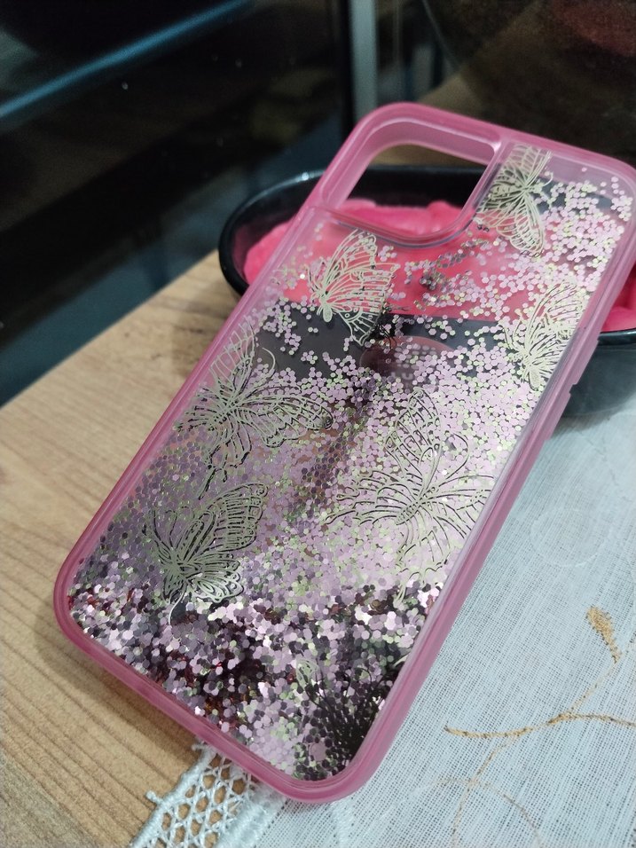 Pembe Parlak Simli iPhone 13 Telefon Kılıfı - Görsel 2