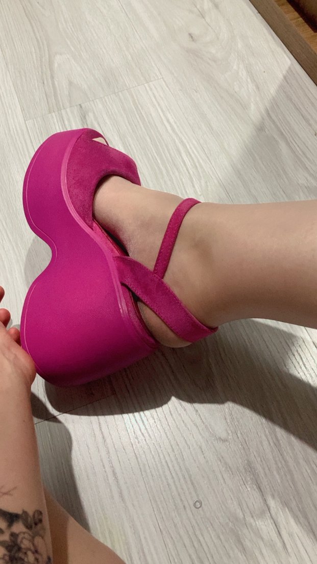 Pembe Tokalı Platform Topuklu Kadın Ayakkabı - Görsel 2