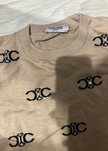 Bej Baskılı Triko Kadın Kazak - Görsel 2