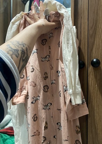 Baskılı Bebek Uyku Seti, Bej ve Pastel Tonlar - Görsel 4