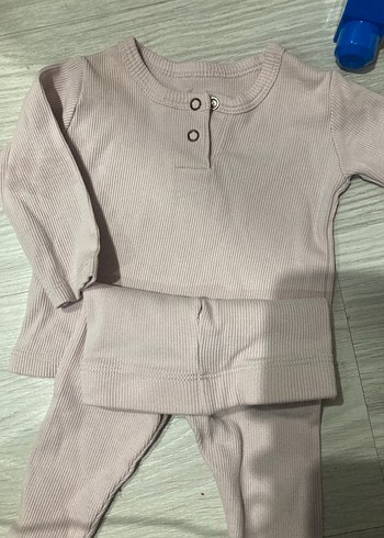 Gri Bebek Kız Uzun Kollu Düğmeli Takım - Görsel 2