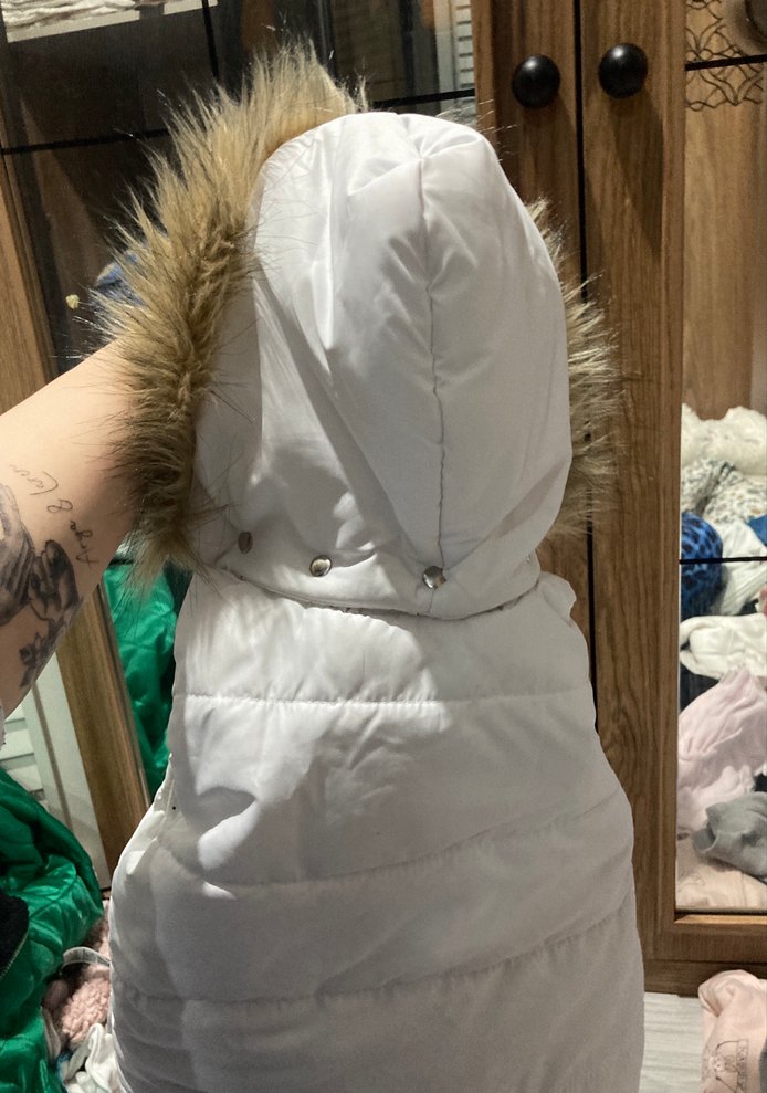 Kürk Detaylı Beyaz Kız Çocuk Yelek - Görsel 3